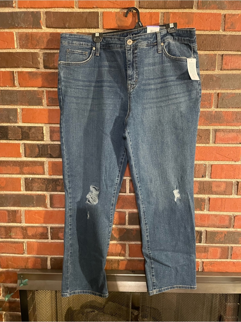 Style & Co. Blue Straight-Leg Distressed Jeans